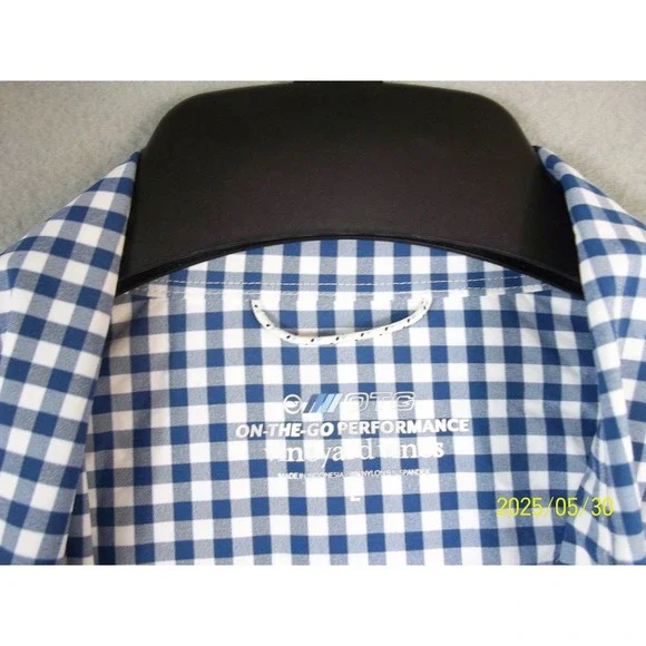 Vineyard Vines Shirt Mens Large Blue White Gingham Performance Button Down Whale - Picture 6 of 8